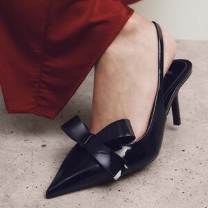 Zara Black Heels with Bow Detail